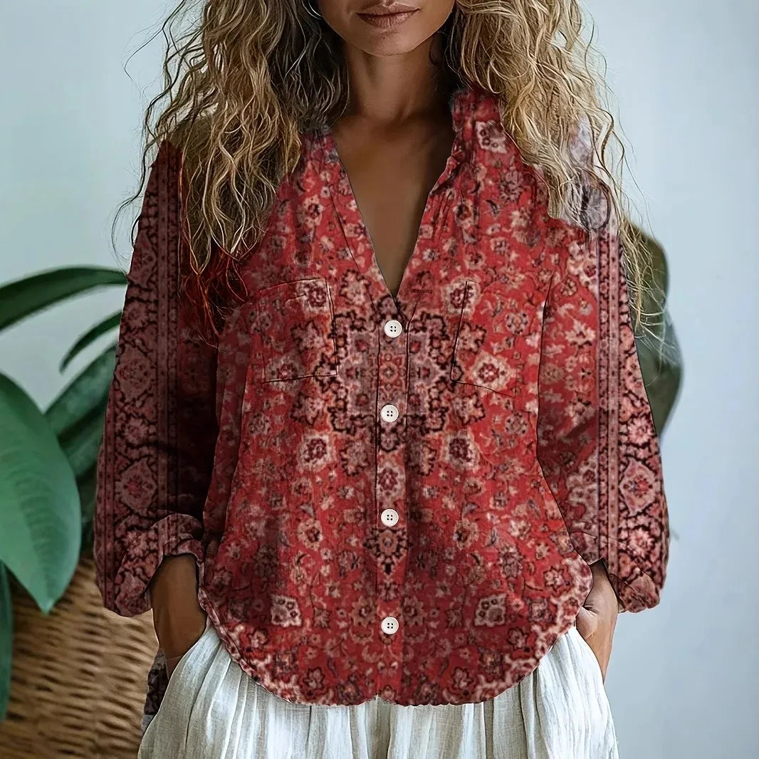 Martha Relaxed Blouse with Nature Print