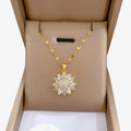 Flower Pendant Necklace with Zirconia, 316L Steel