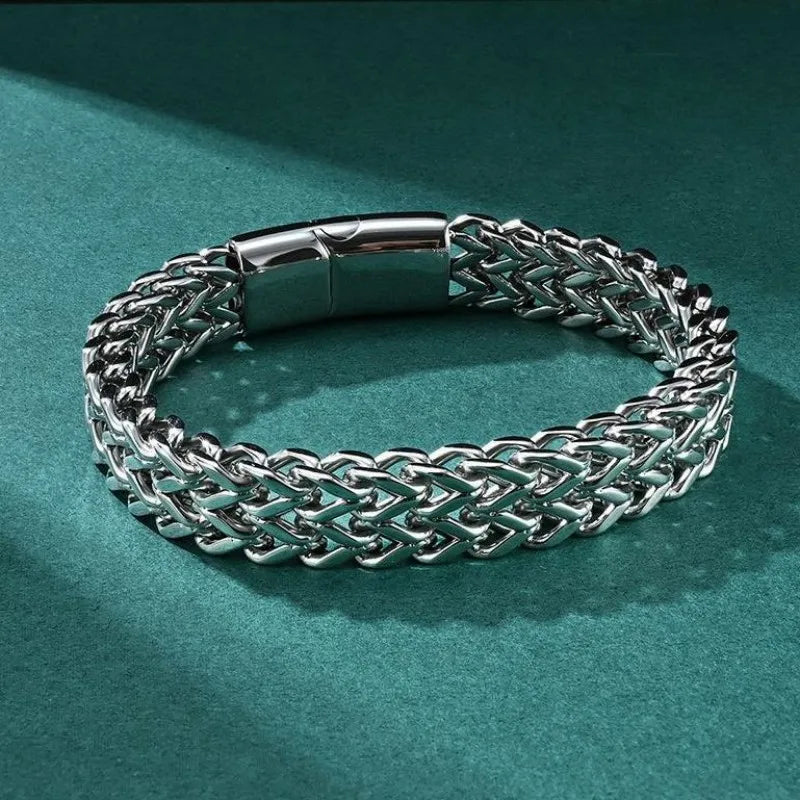 Stainless Steel Bracelet with Hidden Clasp, 19cm