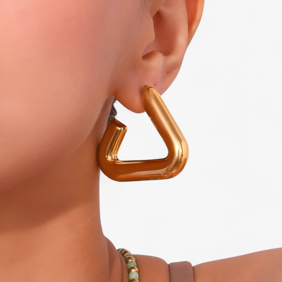 Geometric Triangle Earrings, 18K Gold-Plated Steel