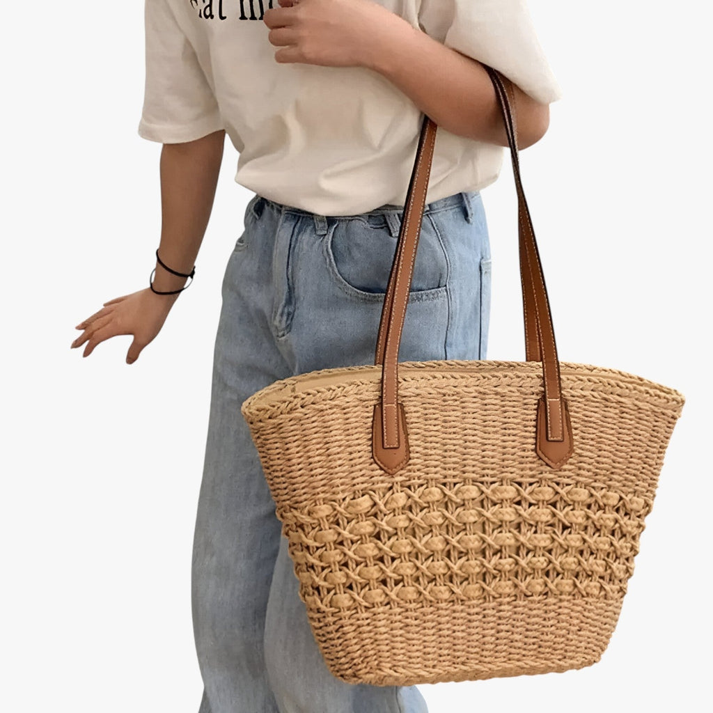 Women's Lightweight Woven Straw Summer Shoulder Bag