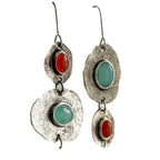 Silver-Tone Multi-Stone Drop Earrings