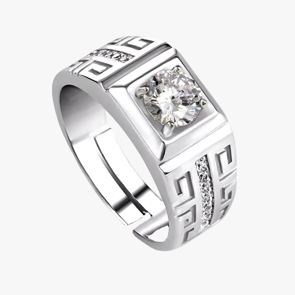 Zilverkleurige statement ring met grote kristallen