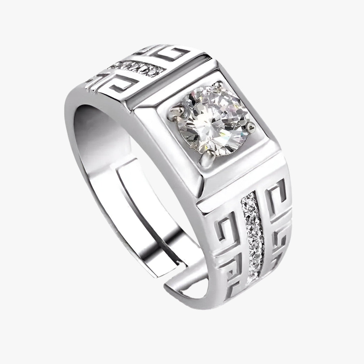 Zilverkleurige statement ring met grote kristallen