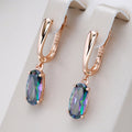 Blue Marquise Crystal Drop Earrings in Rose Gold Tone