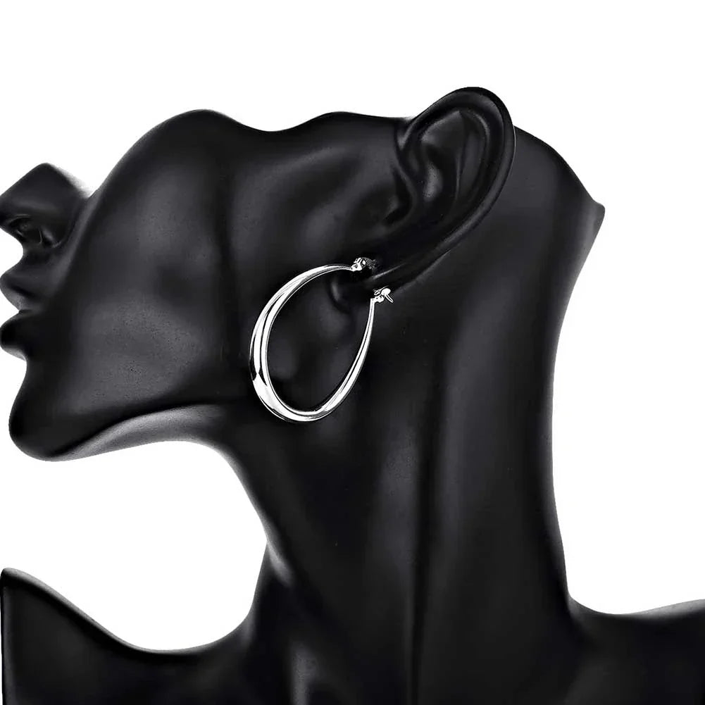 Oval Sterling Silver Earrings