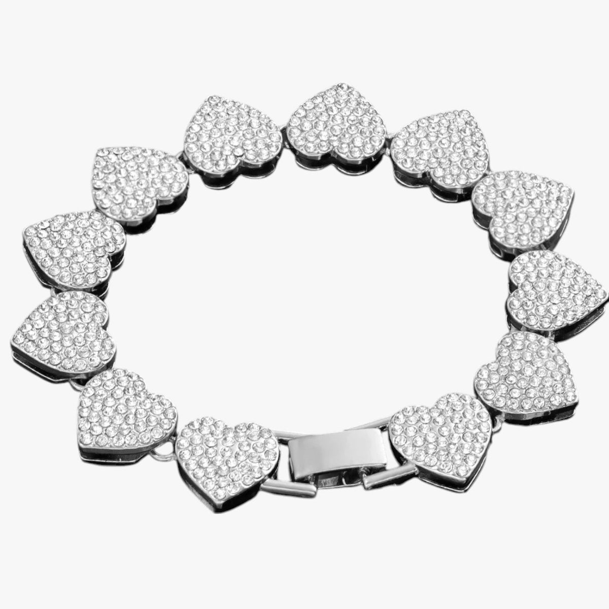 Kristallen tennisarmband met hangende hartbedels
