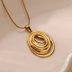 Hollow Geometric Oval Necklace