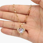 Heart Pendant Necklace with Set Crystal Stones