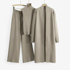 Three-Piece Knit Set with Top, Cardigan and Matching Trousers