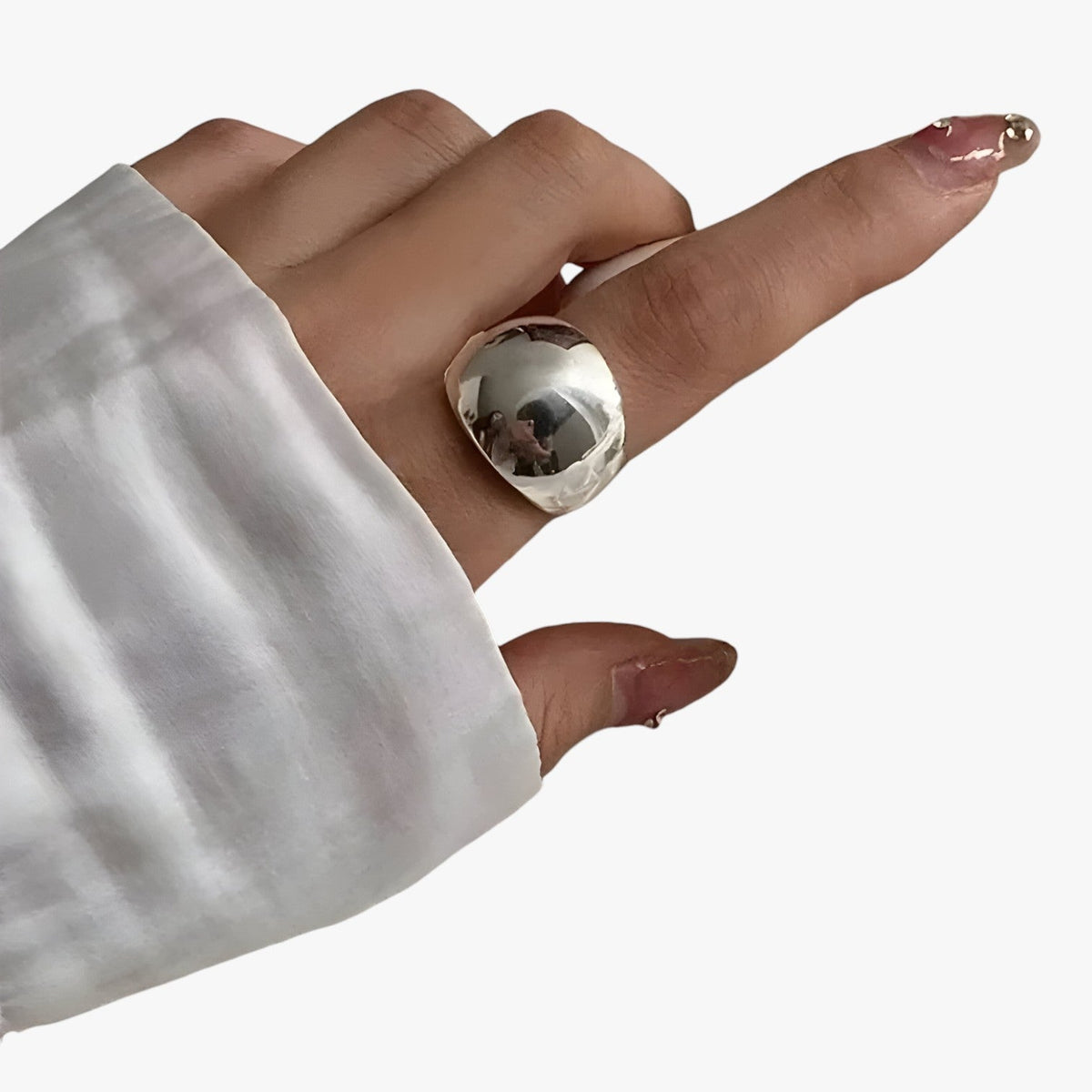 Adjustable Silver-Tone Ring with Open Band