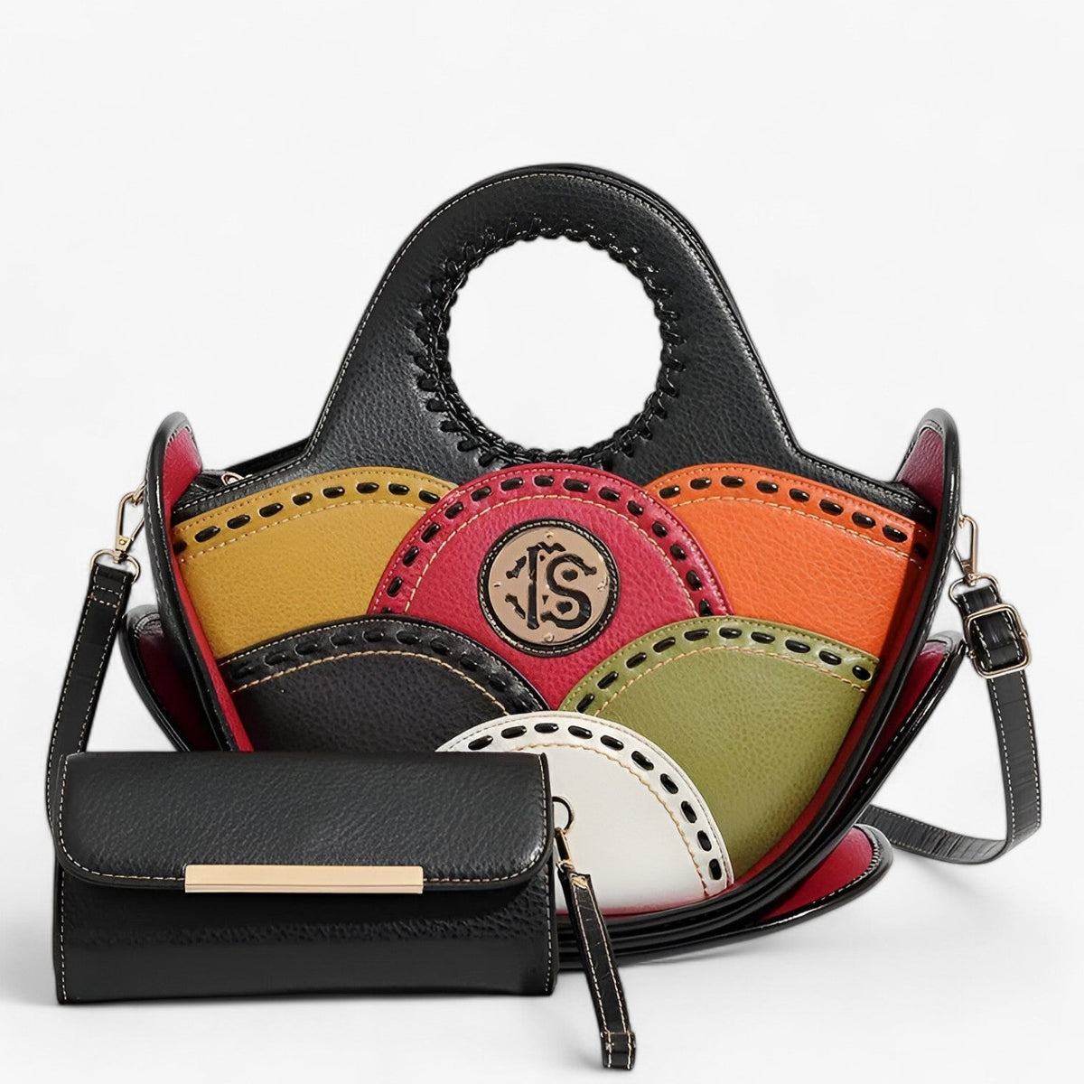 Large Leather Shoulder Bag with Multiple Storage Pockets
