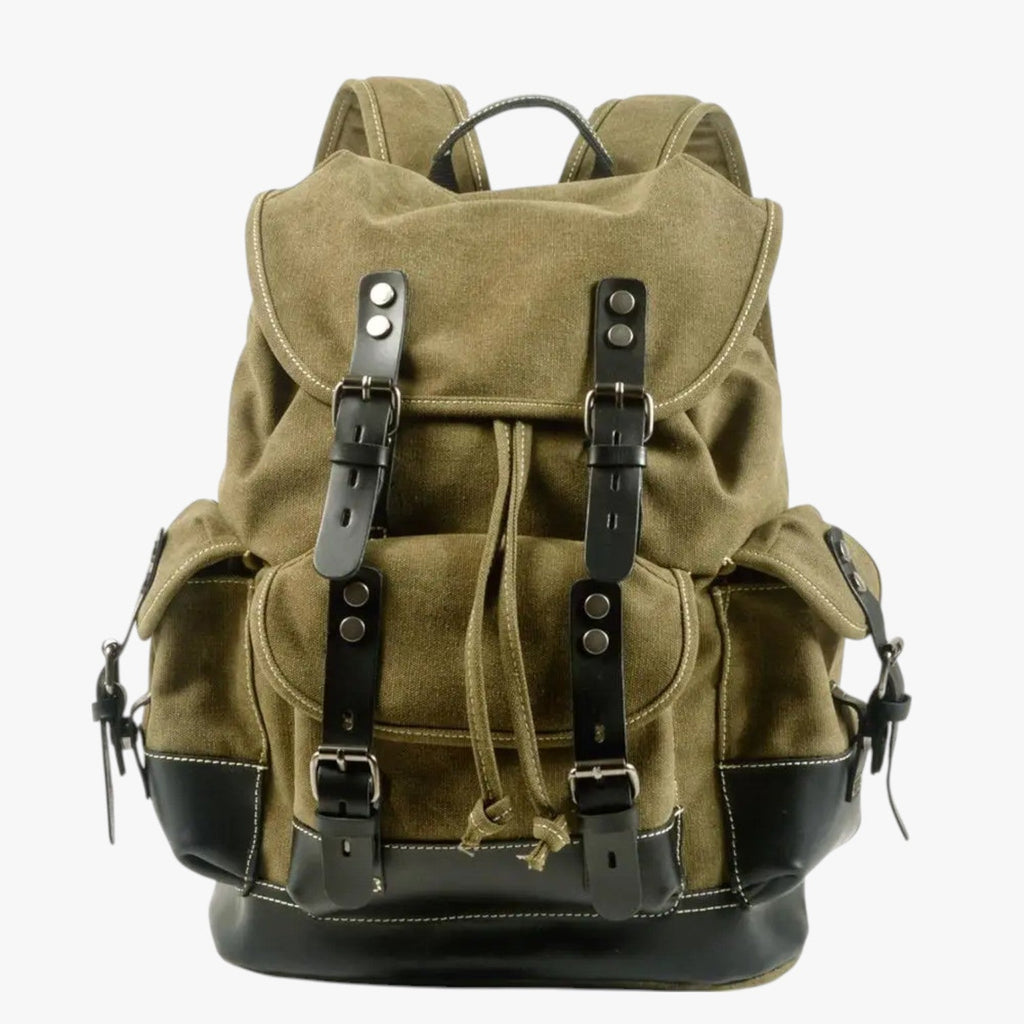 Large Vintage Canvas and Leather Hiking and Travel Backpack