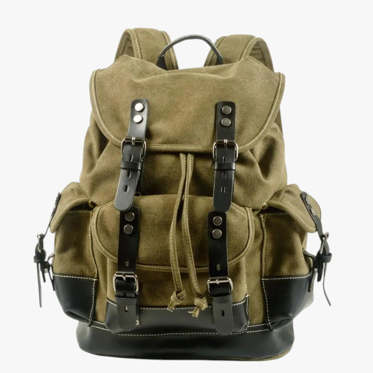 Large Vintage Canvas and Leather Hiking and Travel Backpack