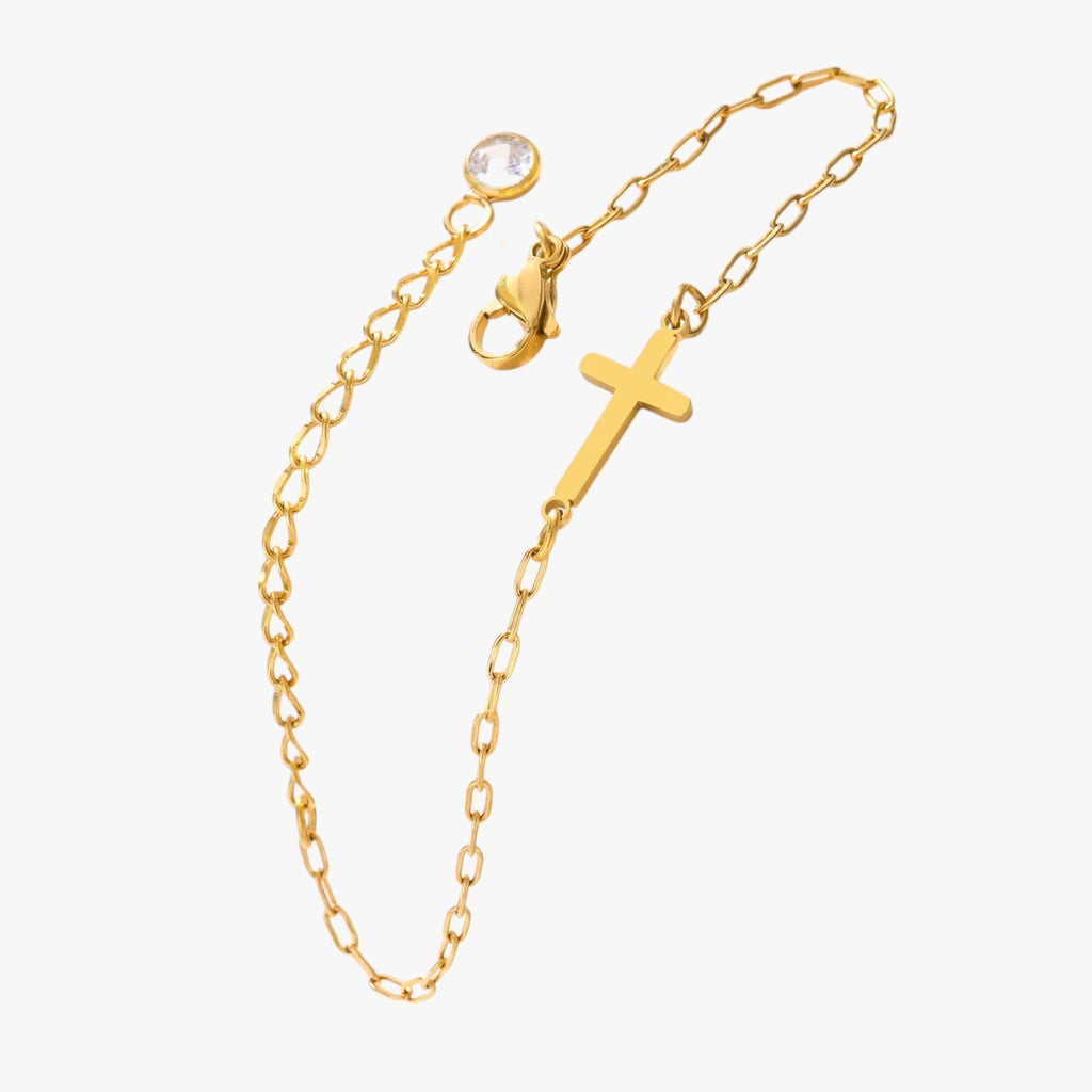 Armband met kruisbedel in waterdicht roestvrij staal