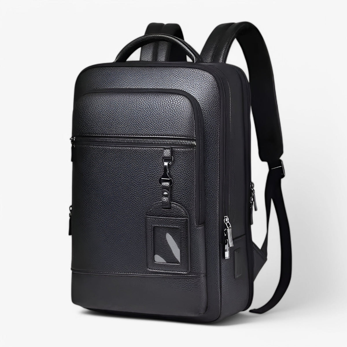 Genuine Leather Commuter Backpack with USB Charging Port