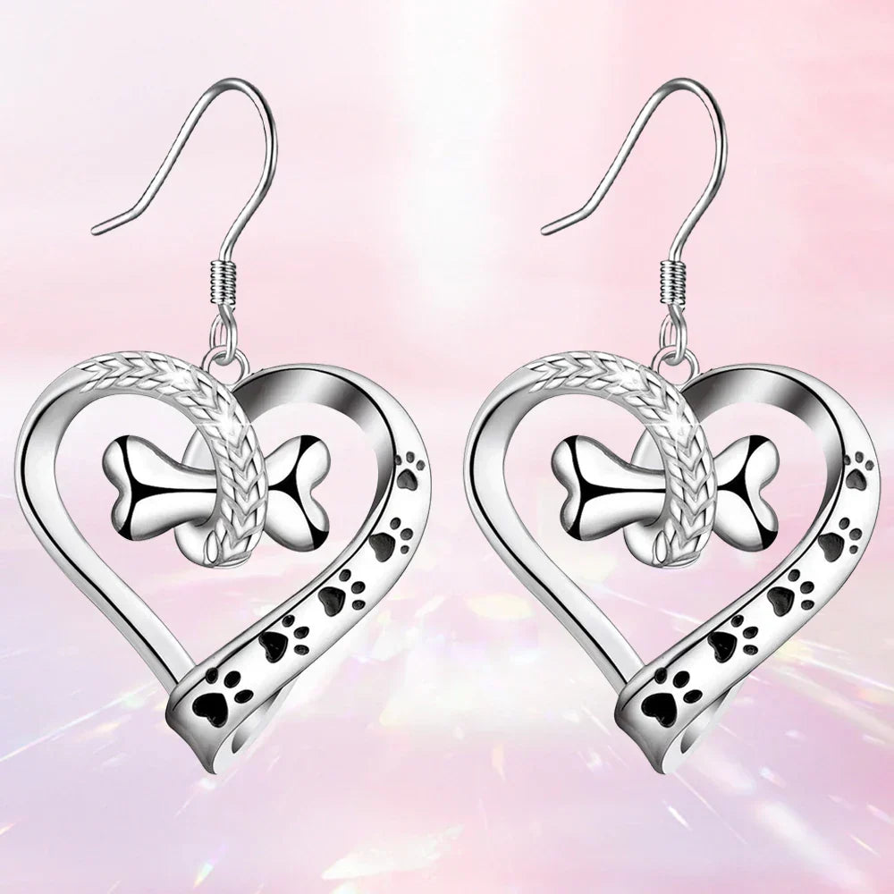 Two-Piece Jewellery Set with Paw, Heart and Bone Charms
