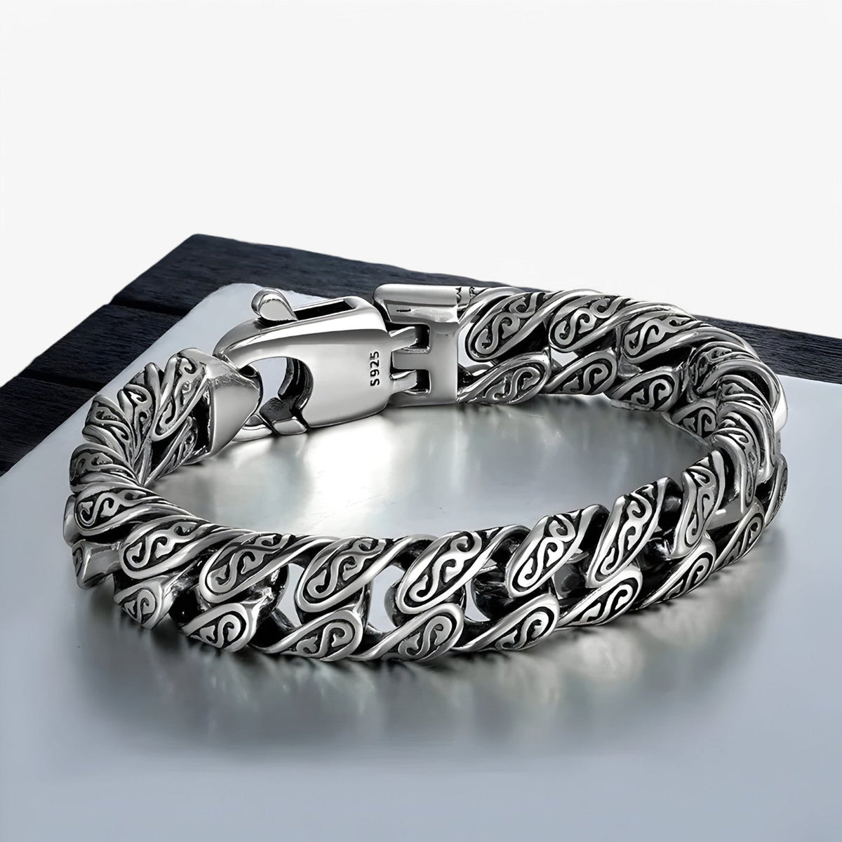 Zilveren armband met patroon, 18 cm