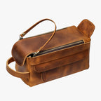 Men's Spacious Leather Toiletry Wash Bag for Travel