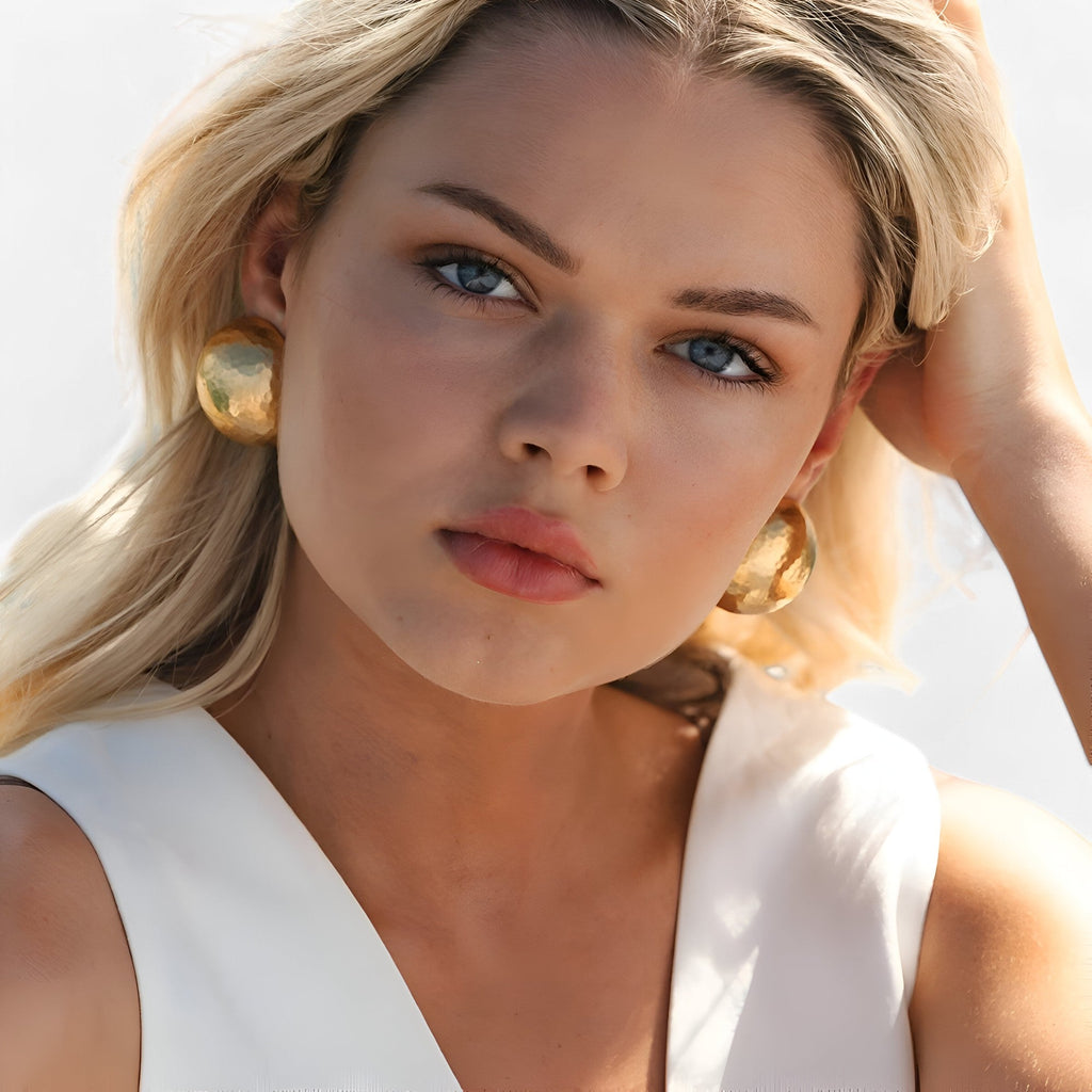 Classic Gold-Tone Earrings in Stainless Steel