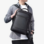 Genuine Leather Commuter Backpack with USB Charging Port