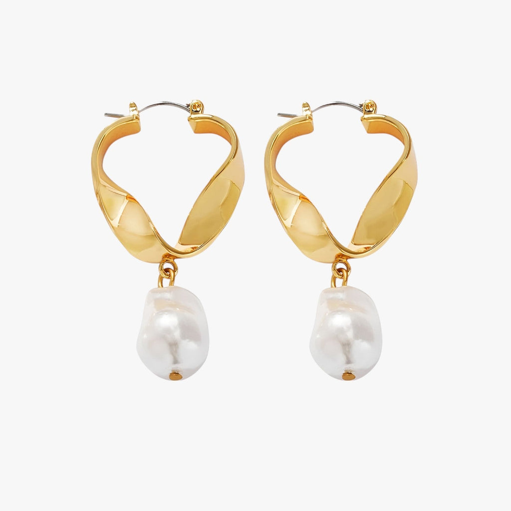 Hollow Round Torque Earrings, 18K Gold-Plated