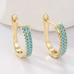 Turquoise Pavé Classic Gold-Tone Huggie Earrings