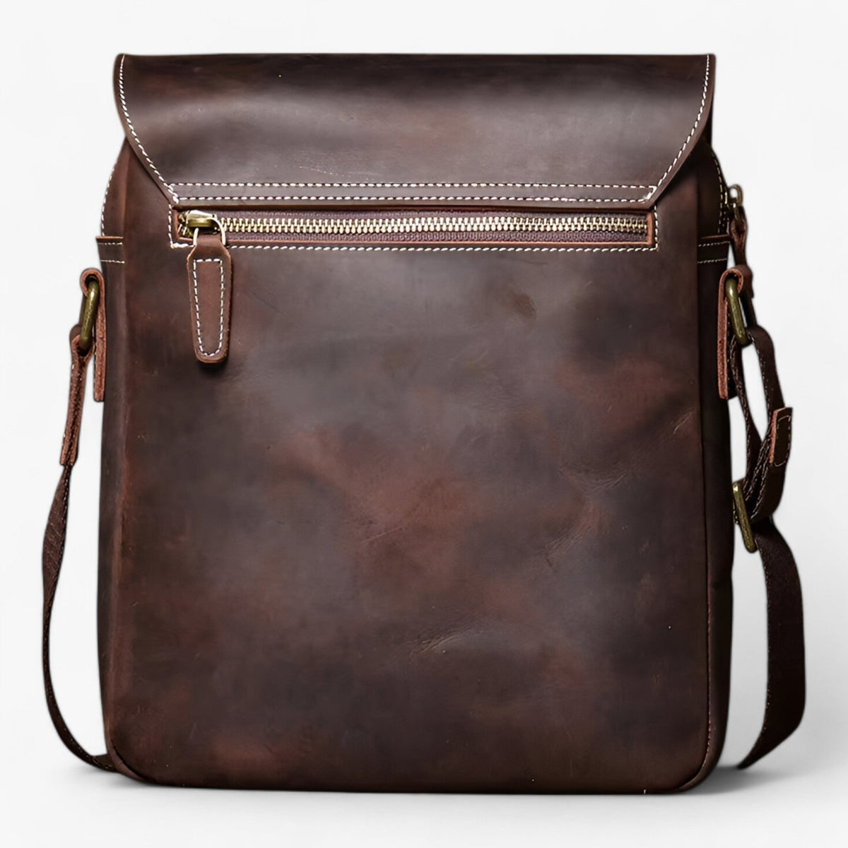 Compact Crazy Horse Leather Vintage Shoulder Bag