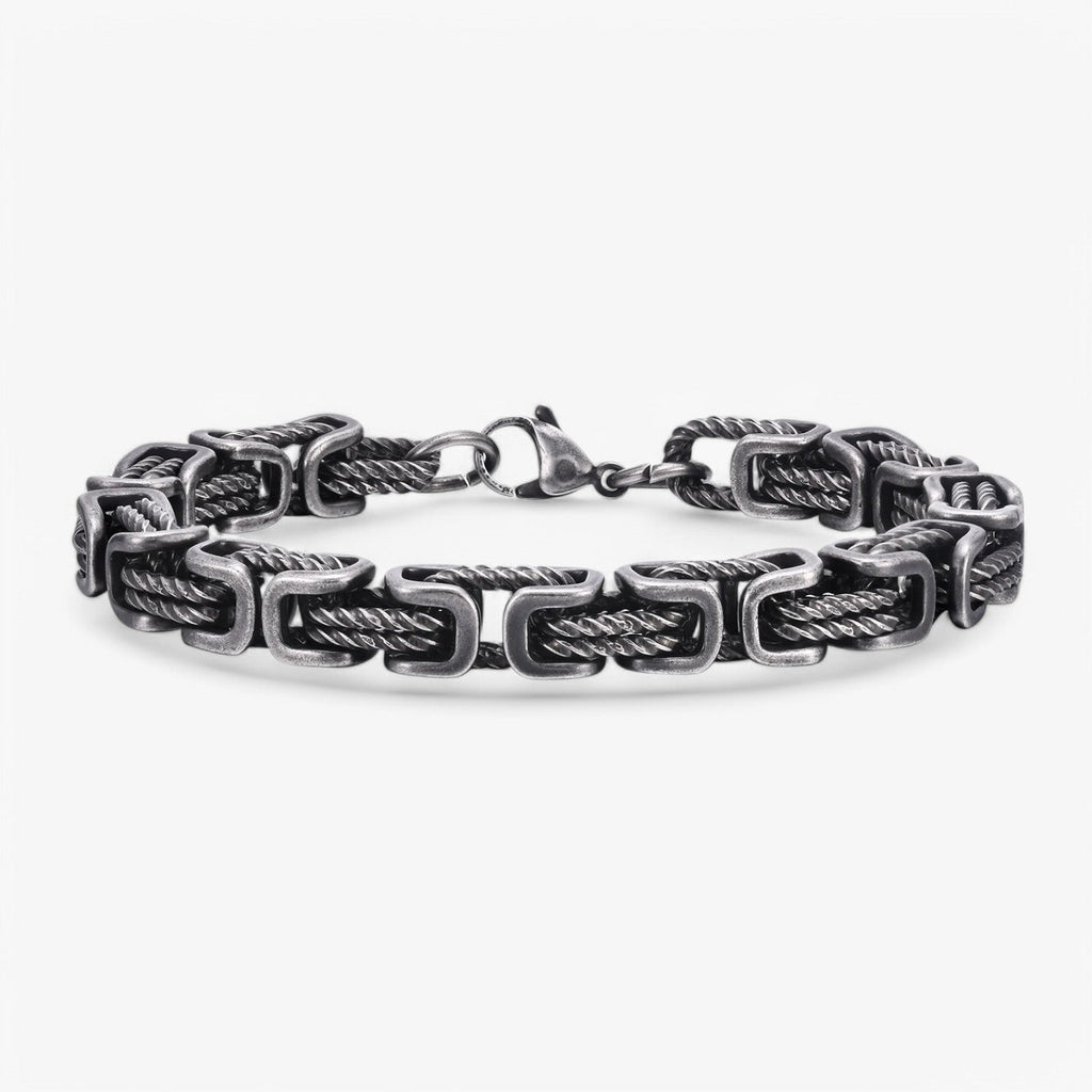 Byzantijnse schakelarmband van roestvrij staal, 19 cm