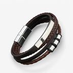 Dikke gevlochten leren armband, 21 cm