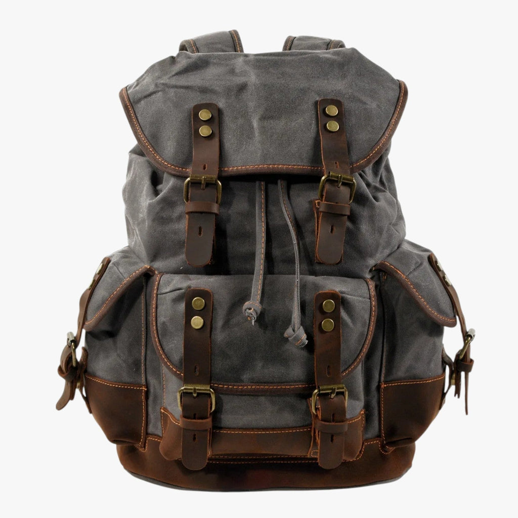 Large Vintage Canvas and Leather Hiking and Travel Backpack