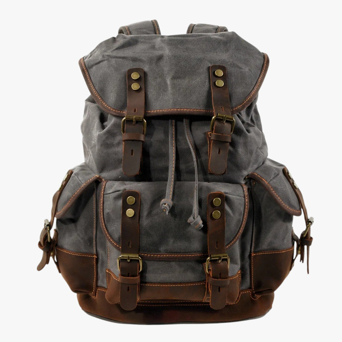 Large Vintage Canvas and Leather Hiking and Travel Backpack
