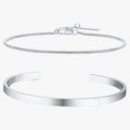 Set stalen schakelarmbanden met mat zwarte details