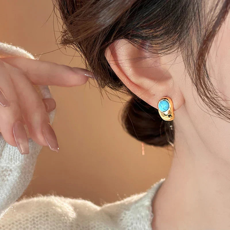 Turquoise Copper-Tone Earrings