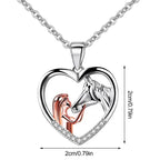 Heart Zircon Girl and Horse Necklace
