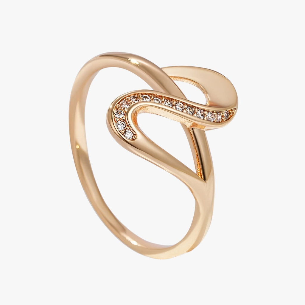 Rose Gold Tone Ring with Fine Zircon Stones