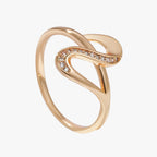 Rose Gold Tone Ring with Fine Zircon Stones