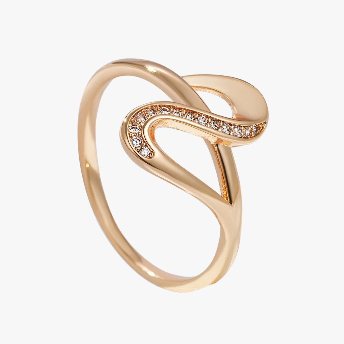 Rose Gold Tone Ring with Fine Zircon Stones