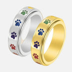 Rotating Rainbow Paw Fidget Ring