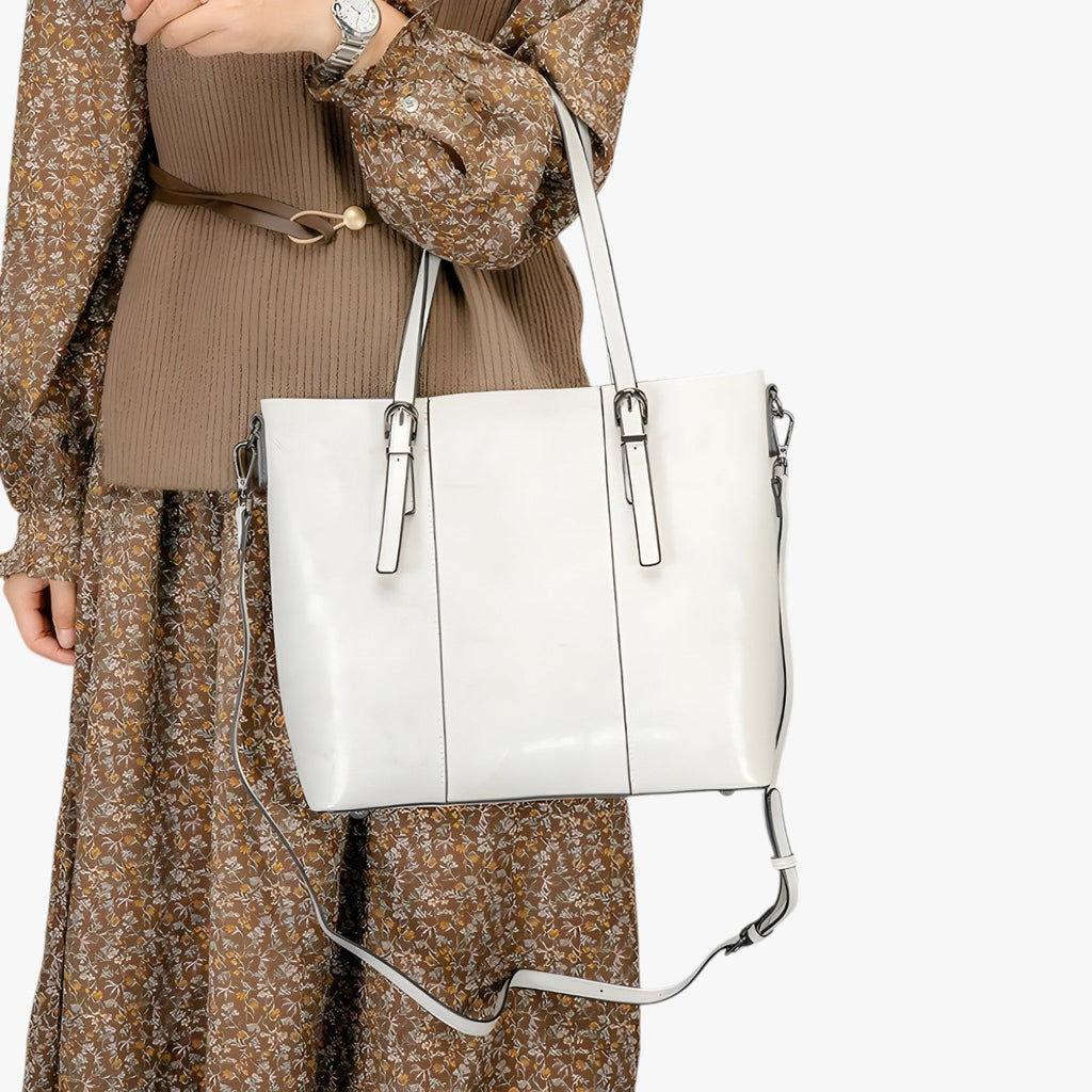 Spacious Leather Work Tote for Laptop and Documents