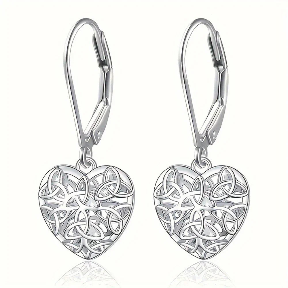 Silver-Tone Hollow Heart Earrings