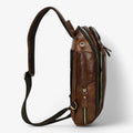 Men's Genuine Ox Leather Chest Bag with USB Charging Port