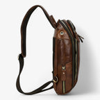 Men's Genuine Ox Leather Chest Bag with USB Charging Port