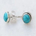 Antique-Style Round Turquoise Stud Earrings