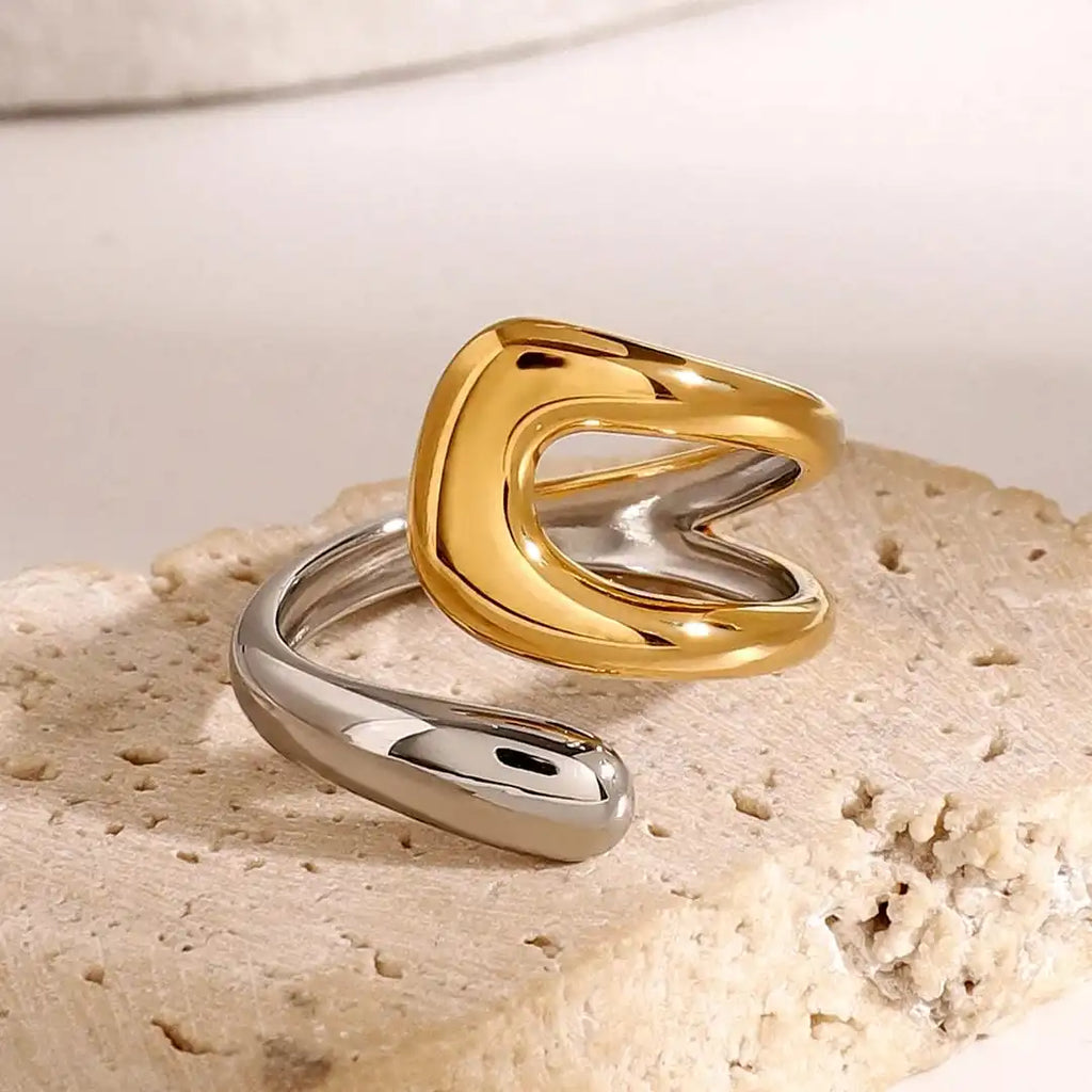 Open Gold-Tone U-Shaped Ring