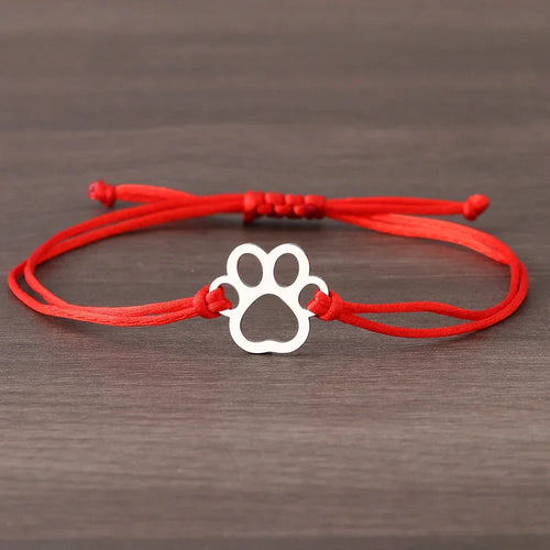 Adjustable Paw Print Cord Bracelet