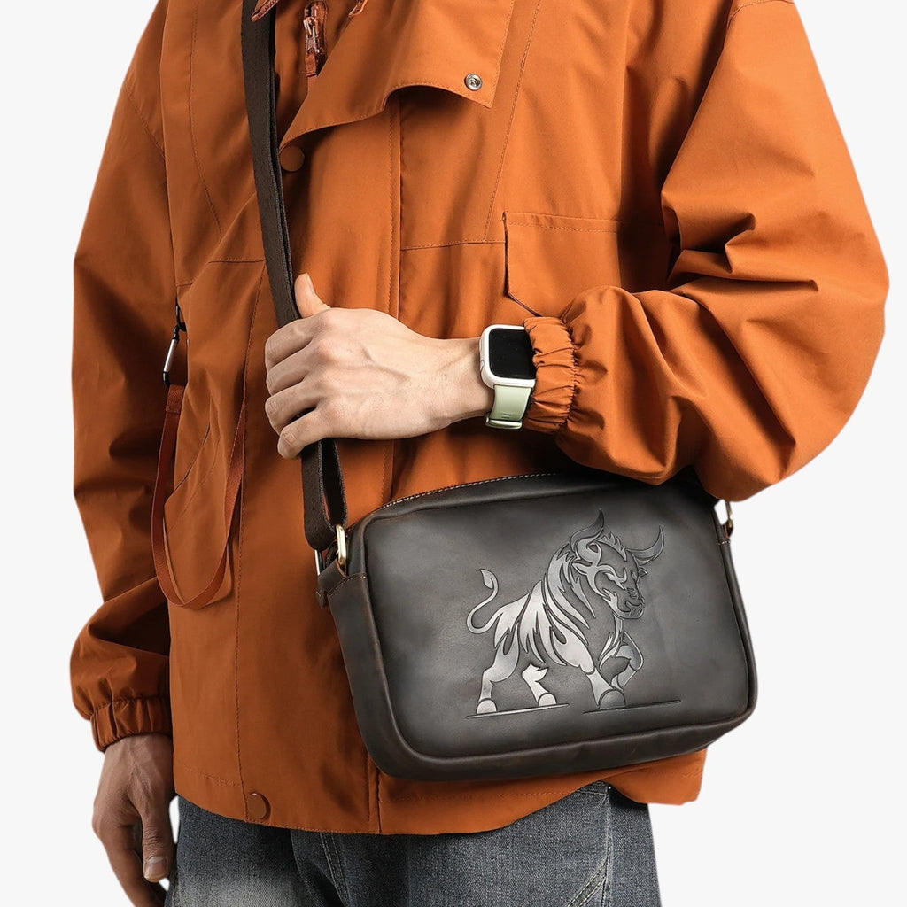 Men's Elegant Dark Brown Organised Shoulder Bag