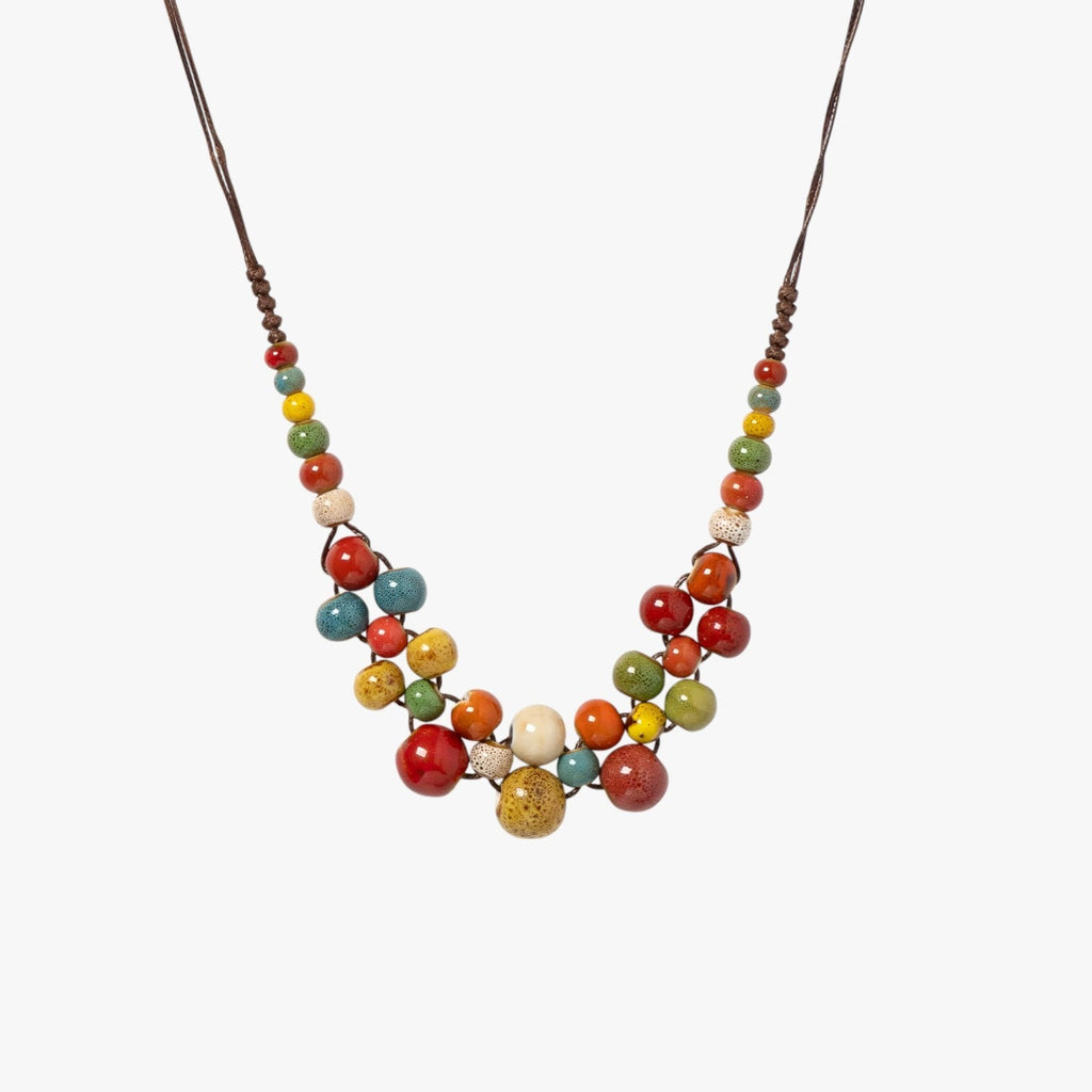 Handgemaakte keramische kralenketting in meerdere kleuren