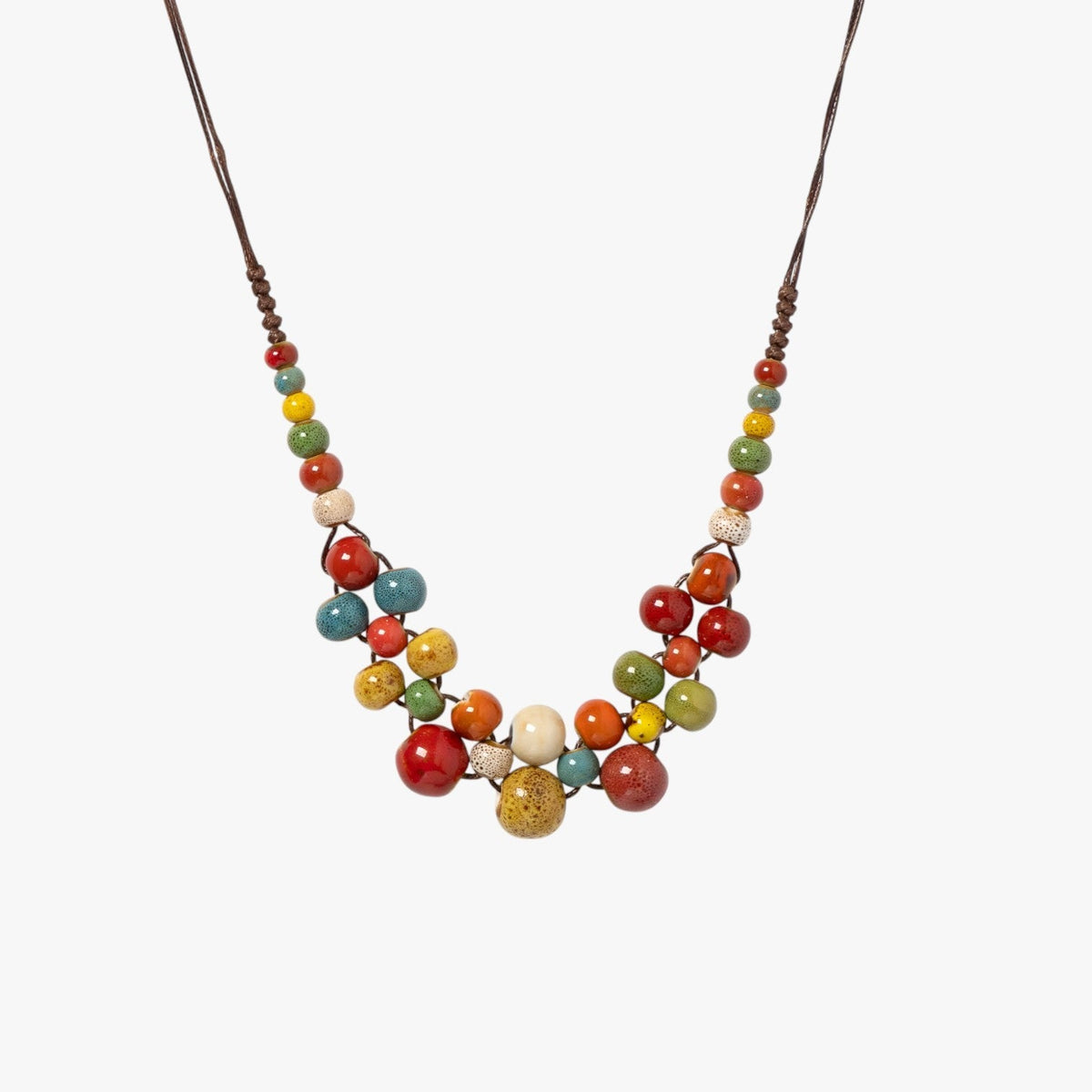 Handgemaakte keramische kralenketting in meerdere kleuren