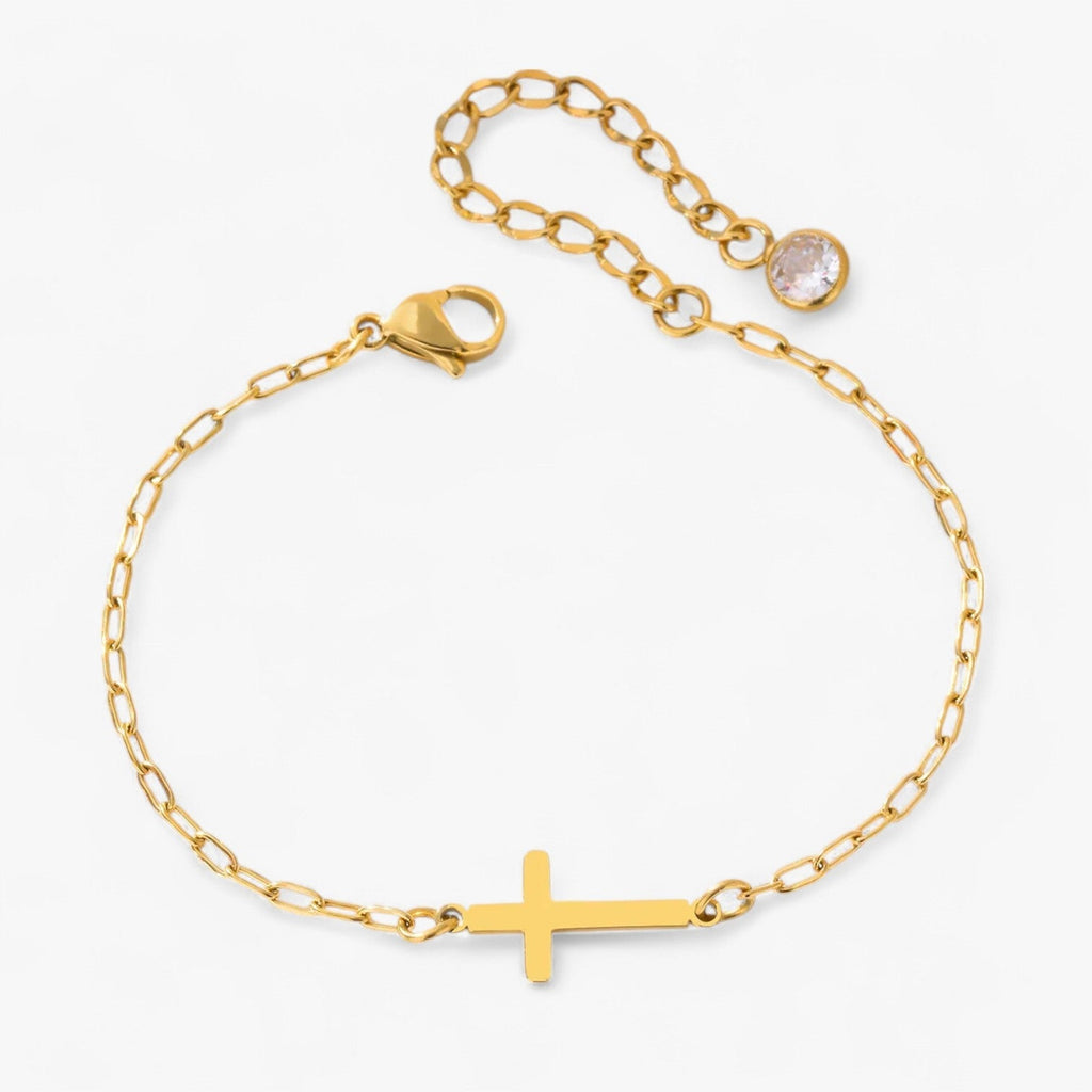 Armband met kruisbedel in waterdicht roestvrij staal